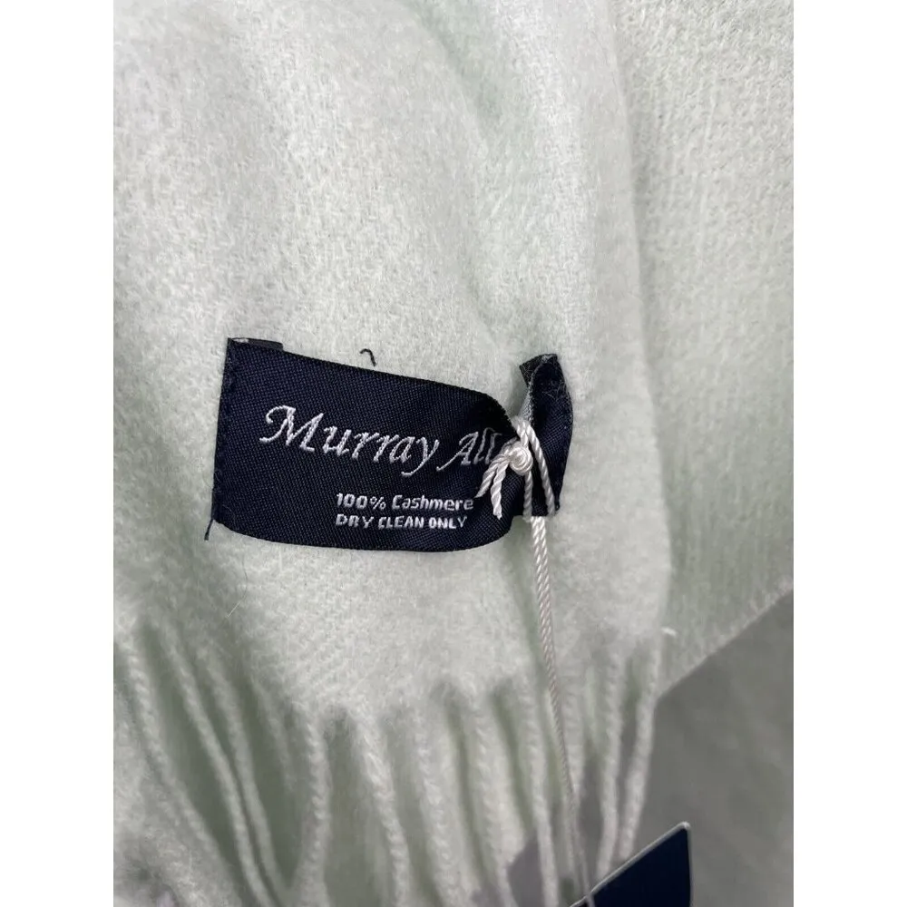 Murray Allan Mint Green 100% Cashmere Twill Knit Fringe Hem Rectangle Scarf‎ - Image 6
