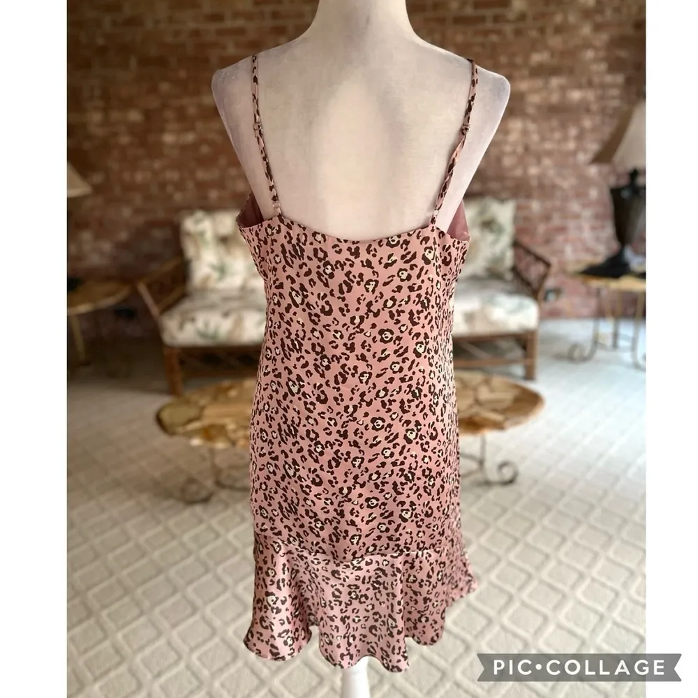 NWT Hem & Thread Slip Dress Satin Pink Animal Print Leopard M Cocktail Party Mod - Image 12