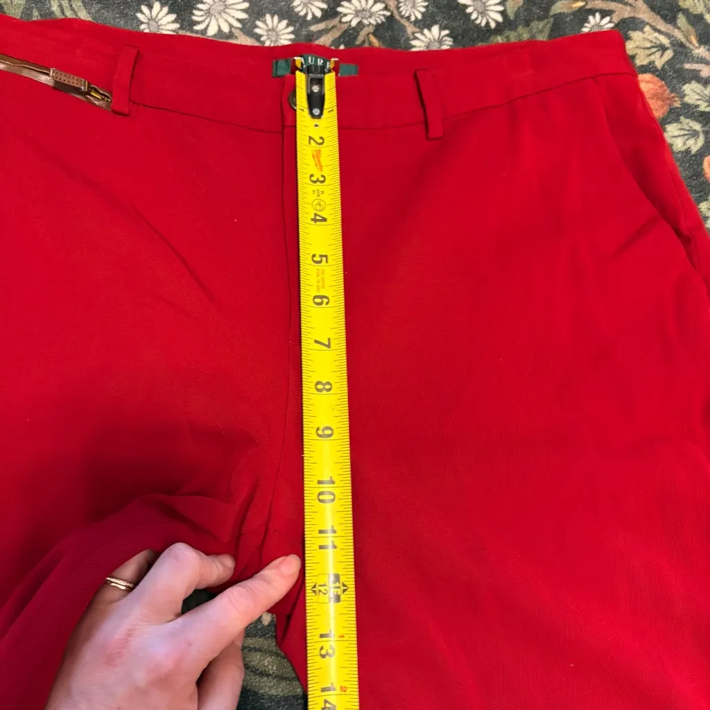Lauren Ralph Lauren Pants Red Wool Trousers Size 16 Preppy Academia Office FLAW - Image 5
