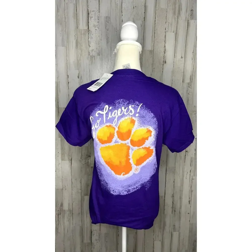 NWT Clemson Tigers Unisex Small Purple Paw Logo "Go Tigers" Short Sleeve T-Shirt - Image 4