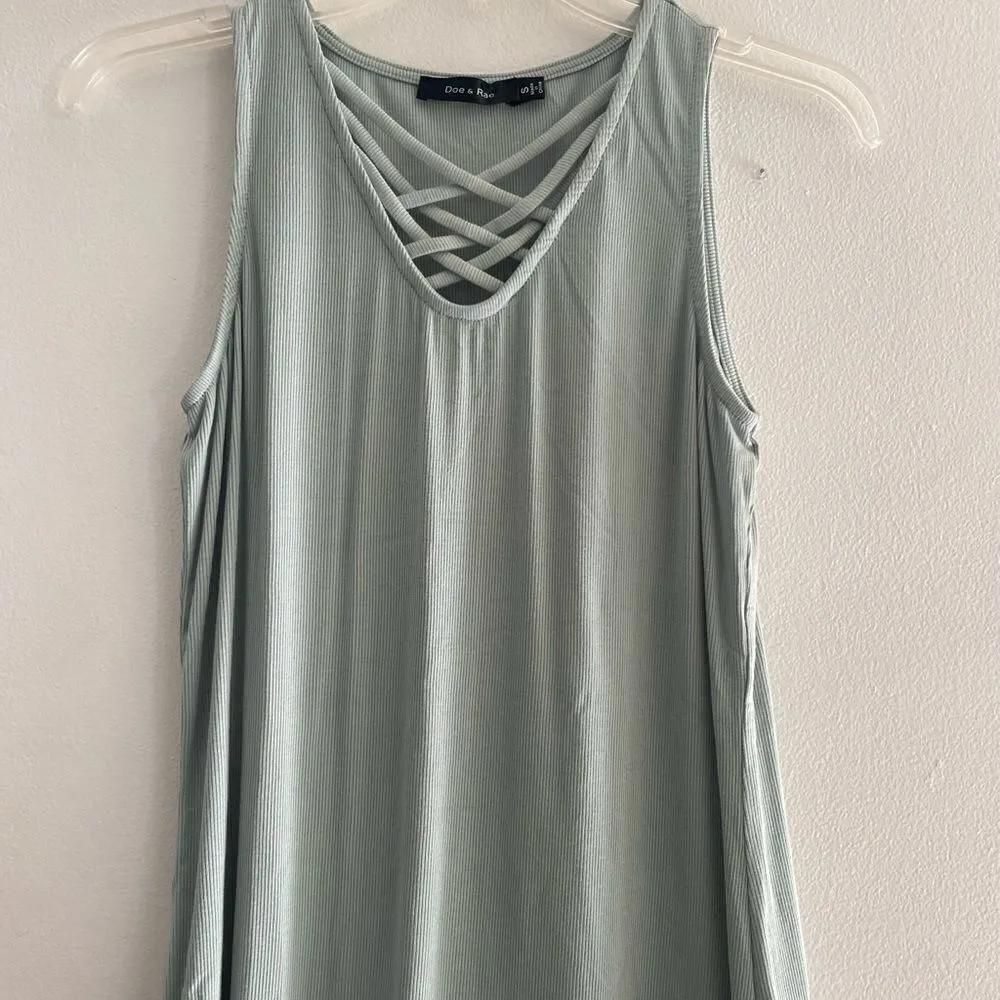 Doe & Rae sea glass color cross cross detail sleeveless top size small - Image 3