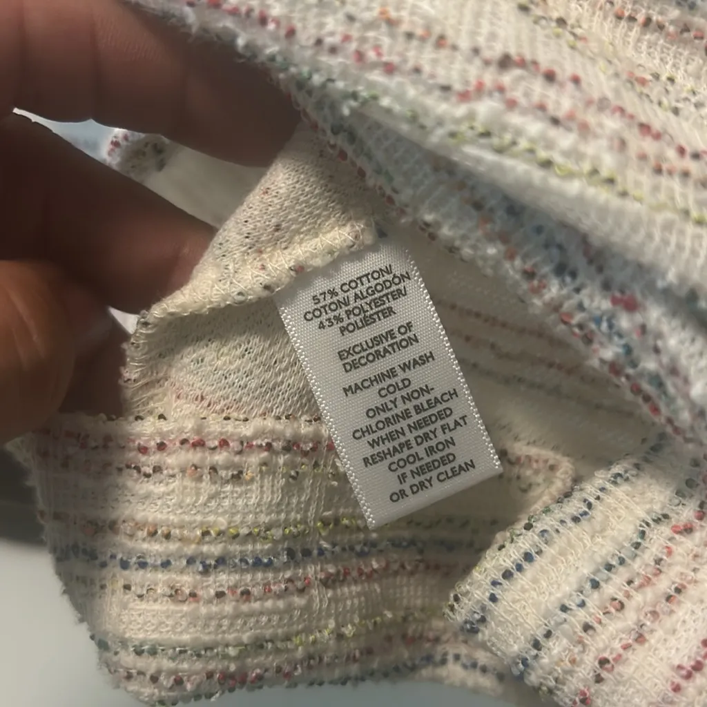 Loft Dress Women's Size M Ann Taylor Rainbow Tweed Balloon Half Sleeve Striped - Image 7