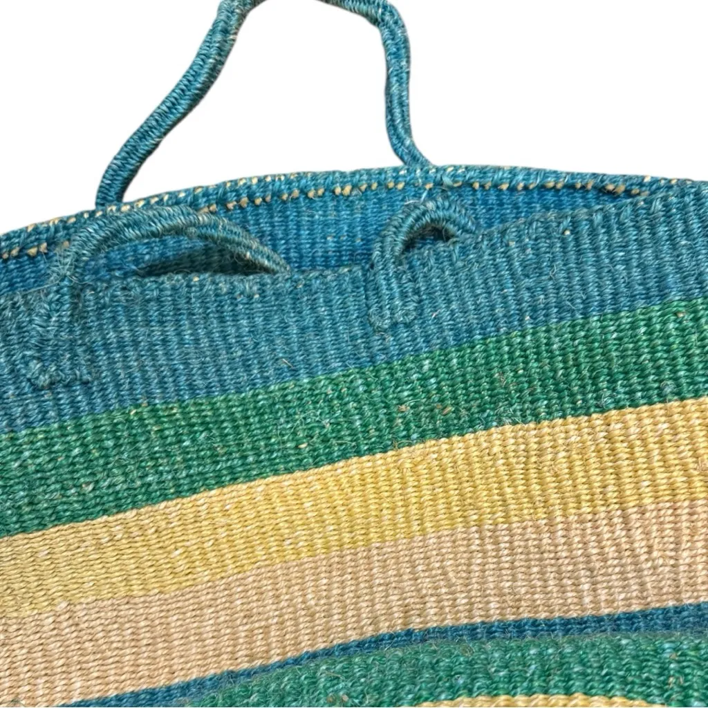 Striped Straw Rope Handle Market Tote Bag - Image 6