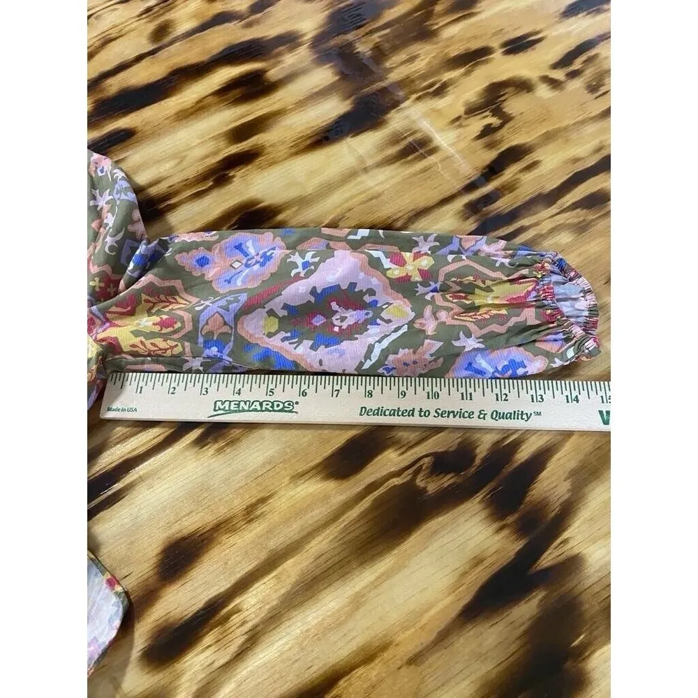 Zara Womens Size Small Long Sleeve Colorful Embroidered Tunic Shirt Peasant Boho - Image 8