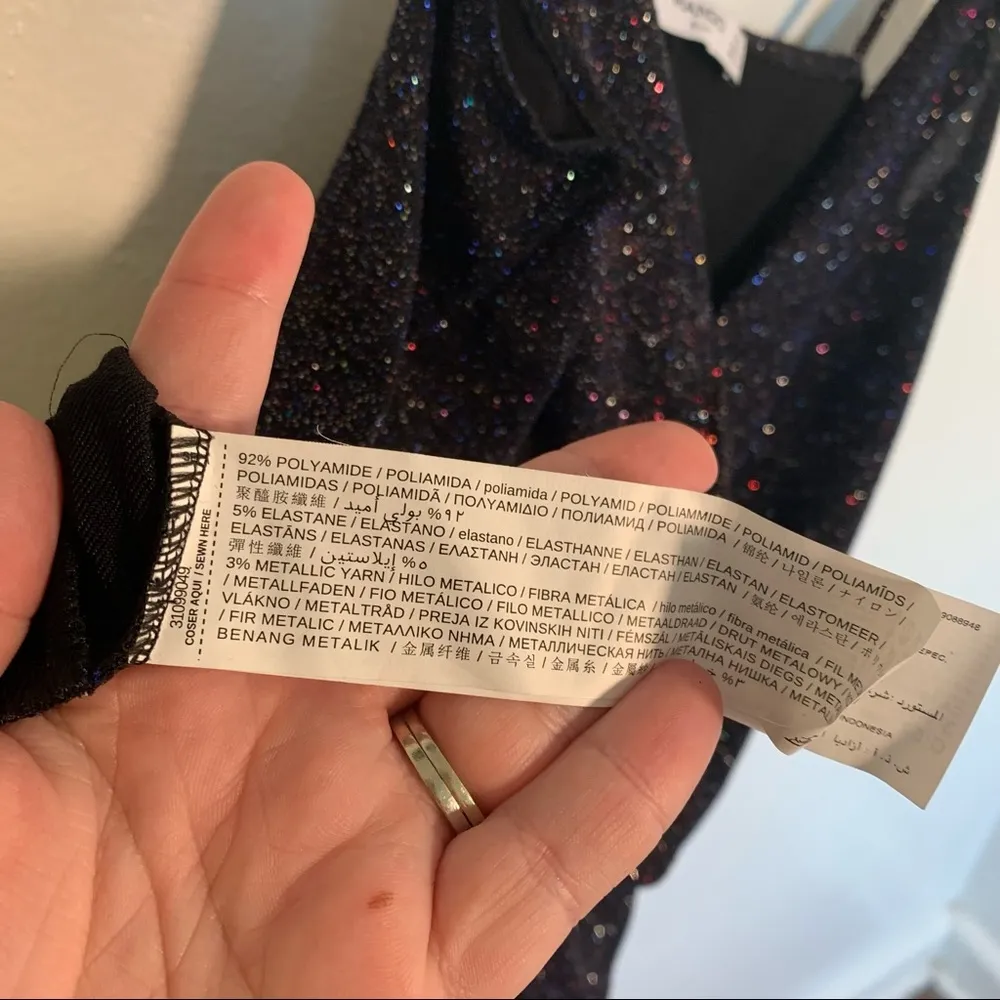 Mango Suit Sleeveless Faux Wrap Blouse Black Beaded - Image 6