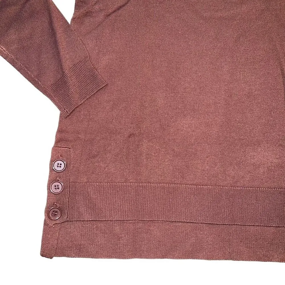 ModCloth Womens Button Detail Pullover Tunic Sweater High Low Brown Medium - Image 8