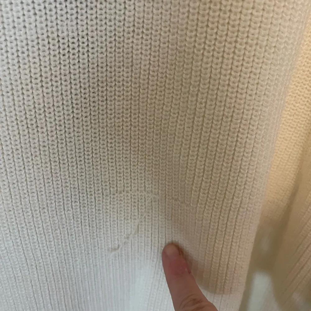 Women’s Frame Wool Blend Ruffle Yoke Ribbed Sweater In Off White oversized, SzL - Image 8