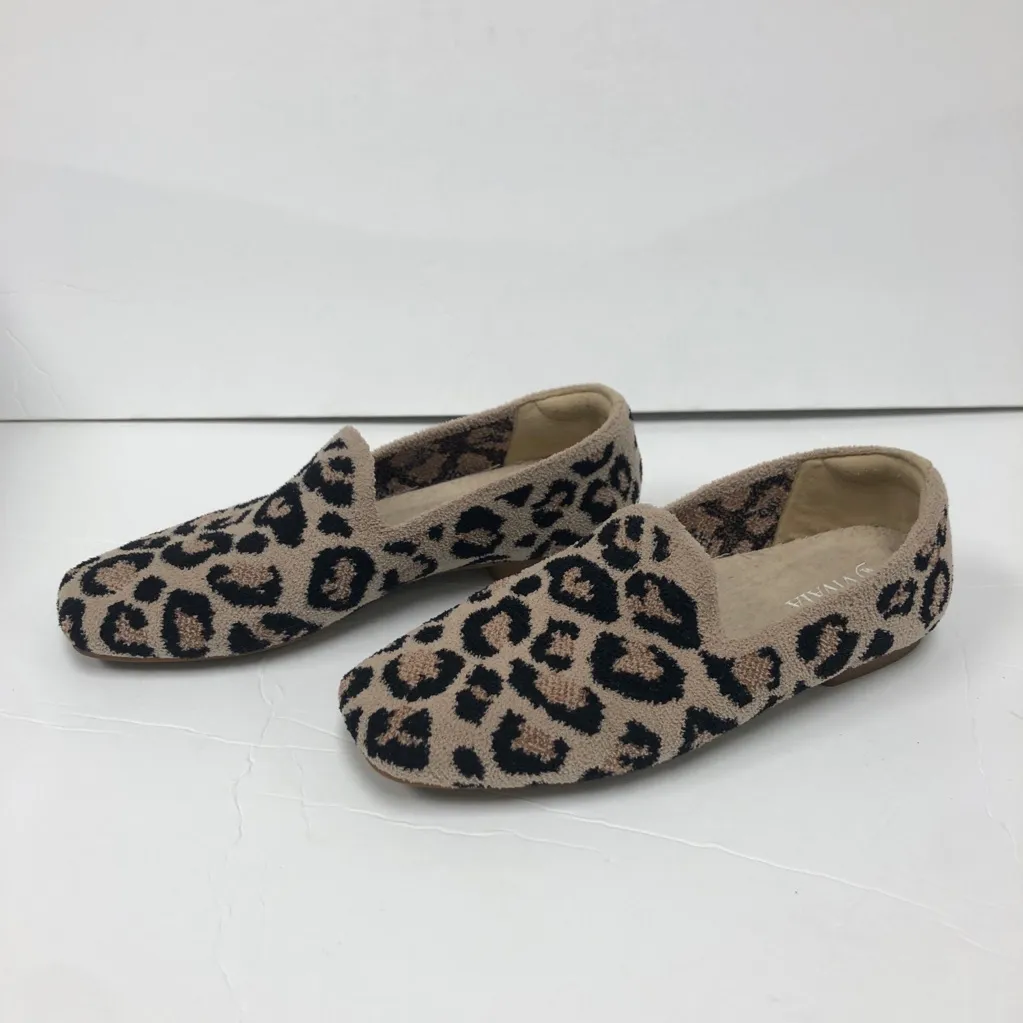 C Vivaia Terry Leopard Brown Camel Women Flat Loafers Size 5 (35 Euro) NWOB - Image 6
