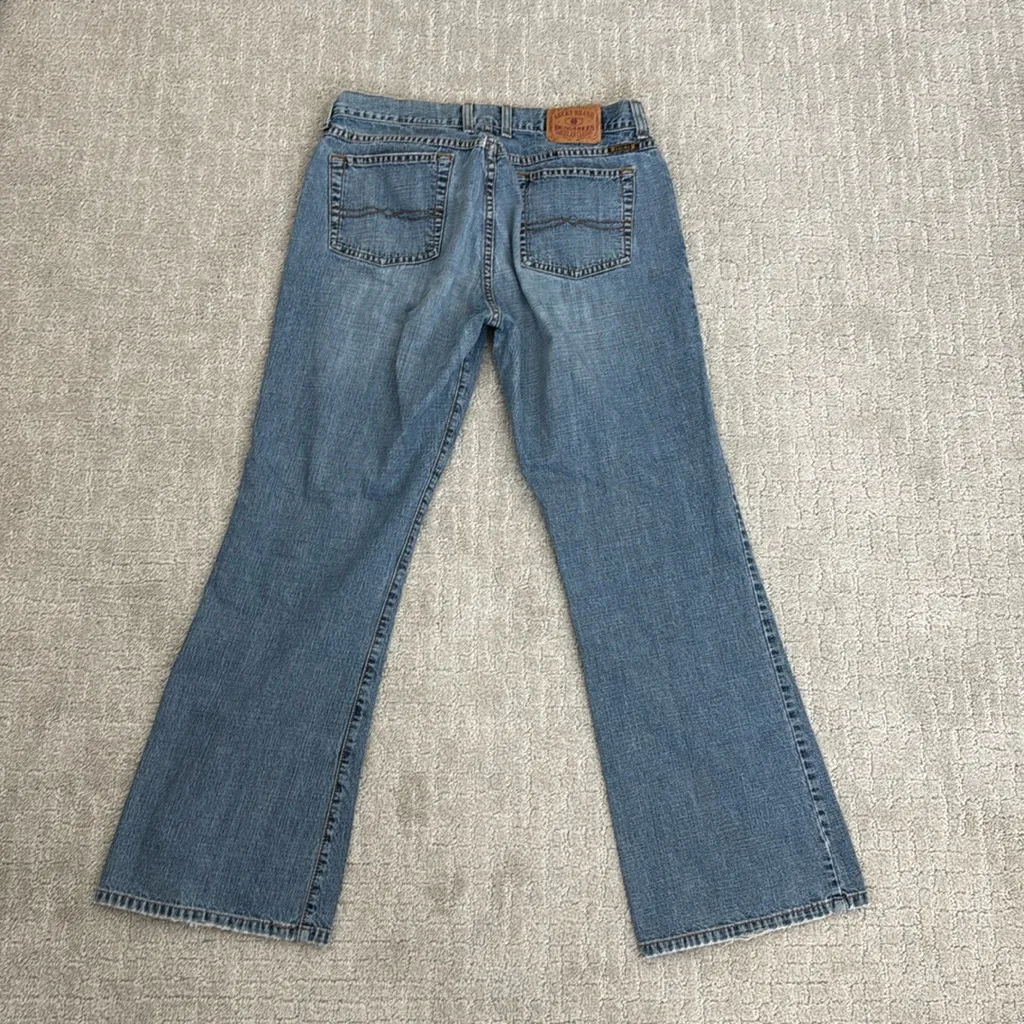 Vintage 90s Lucky Brand low rise flare dungarees light wash 100% cotton - Image 8