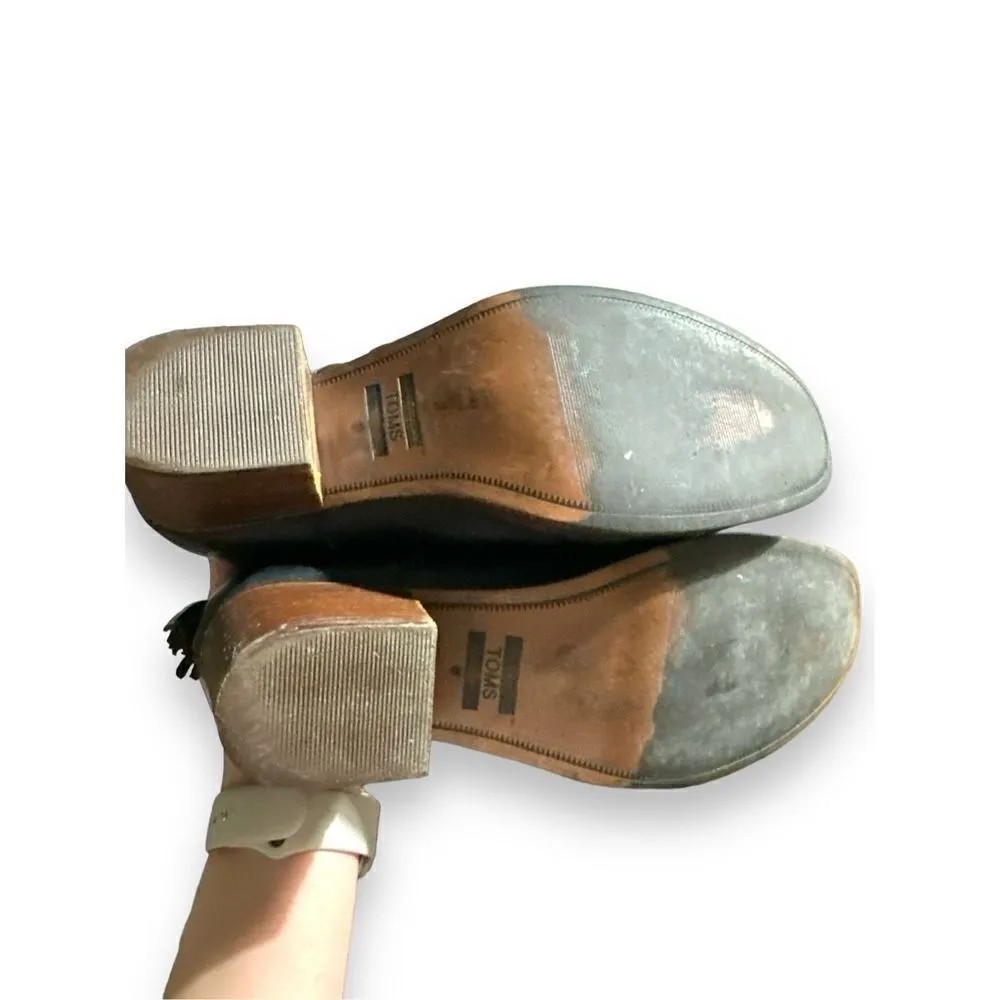 TOMS sz 10 Womens Carpe Diem Leila Leather Block Heel Souch Boots Chic Fall Edgy - Image 6