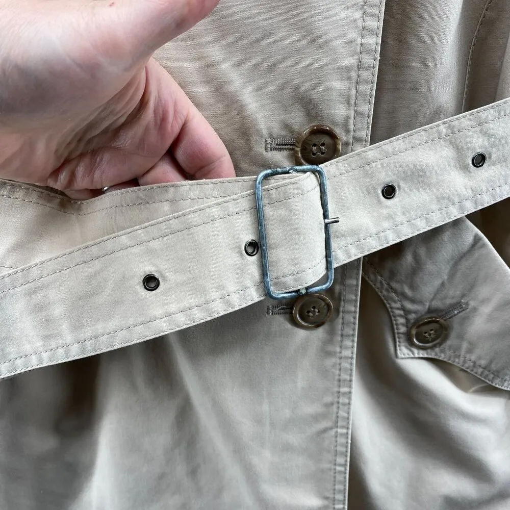 Stanbrooke Trench Coat Womens 12 Beige Double Breasted Pockets Belt Lined Vintag Tan - Image 9