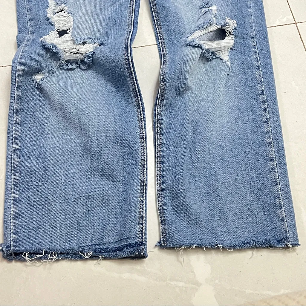 NEW Cello Wide Leg Denim Jeans SIZE 9 Inseam 28 Distressed High Waist - Image 4