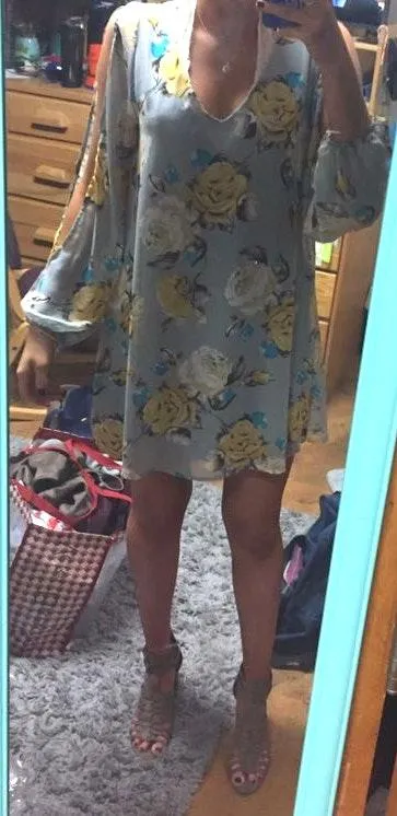 Floral Shift Dress Gray Size M - Image 2