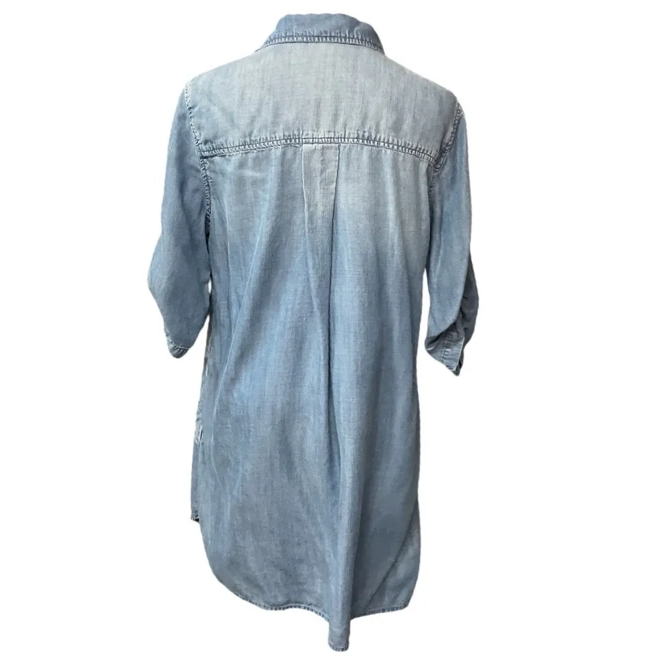 Anthropologie Cloth & Stone Chambray Denim 3/4 Sleeve‎ Mini Shirt Dress Medium - Image 6