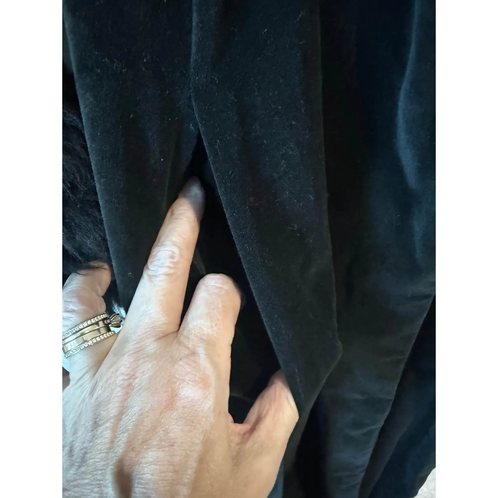 VTG Raincheetahs Black Velvet Faux Fur Long Opera Coat Belted Sz 12 Penny Lane - Image 7