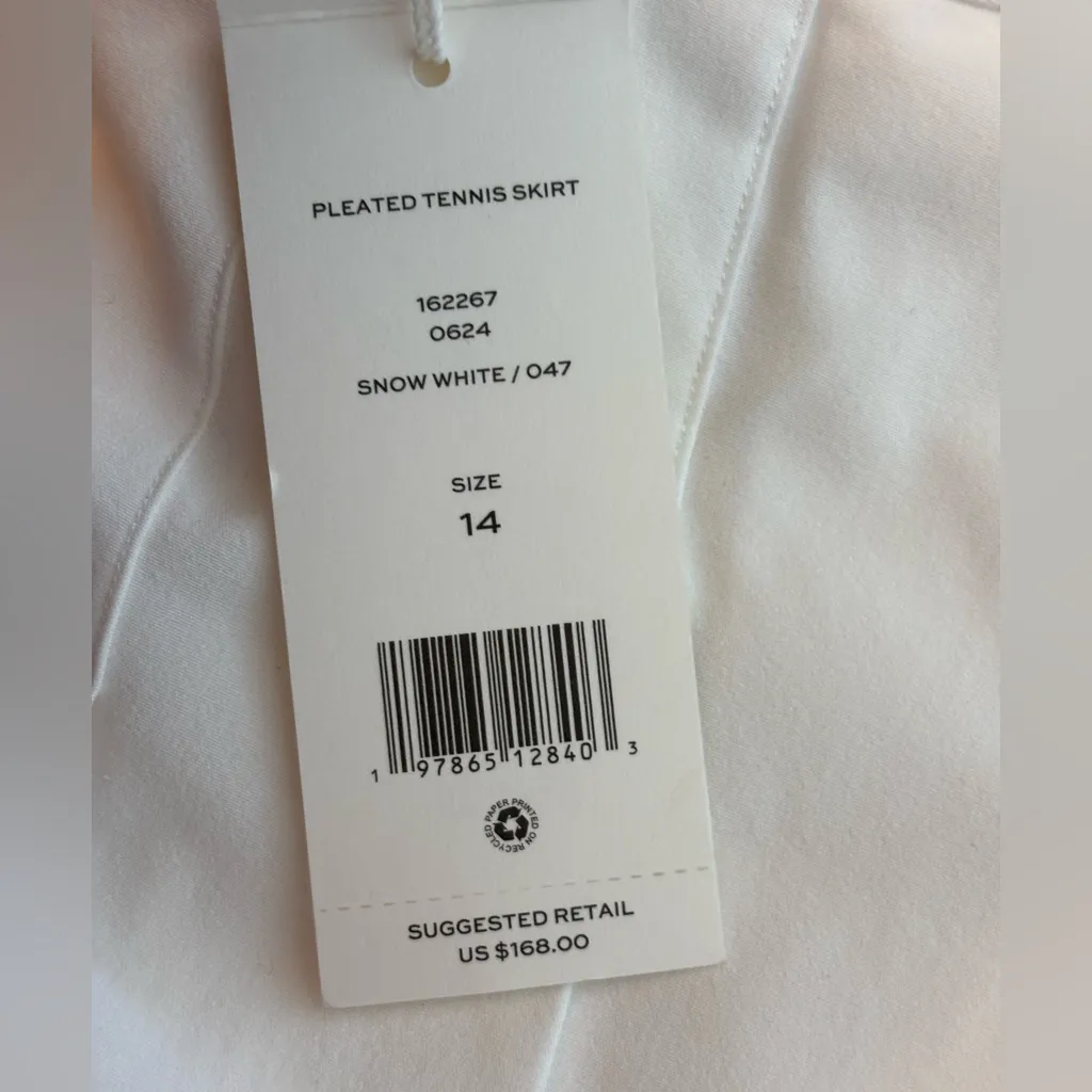 NWT Tory Burch Snow White Tennis Skirt Pleated Size 14 athleisure Pickleball - Image 4