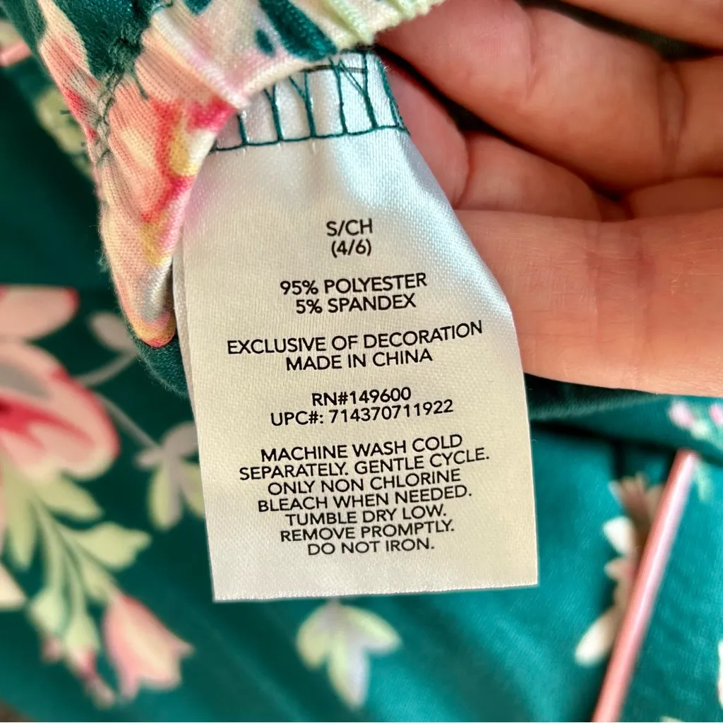 Flora Nikrooz 2-piece Floral Pajama Set, Long Sleeve, Green, Pink, Size S - Image 8