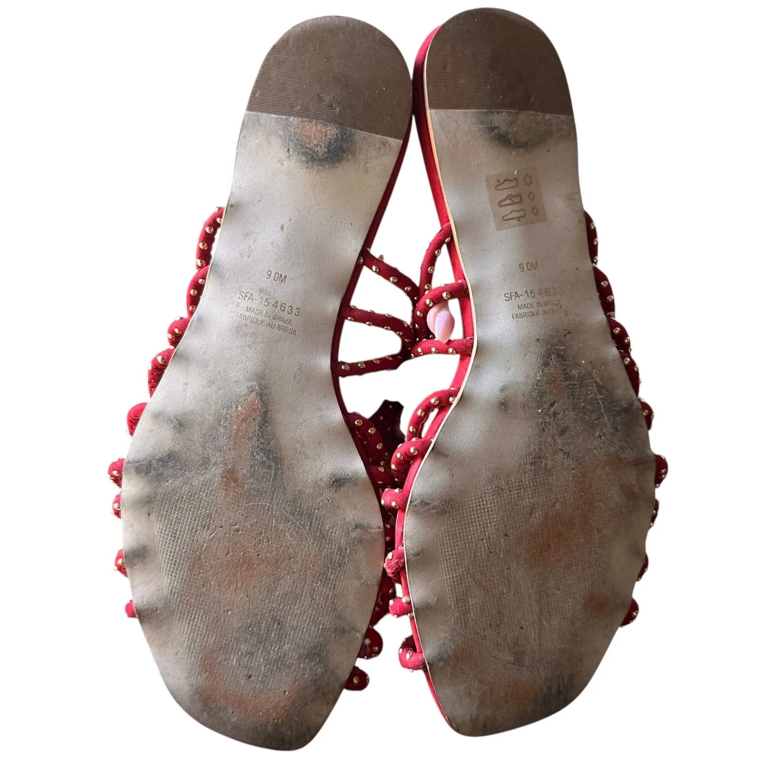 SAKS FIFTH AVENUE Studded Knot-Strap Suede Sandals Red Sz 9 - Image 5