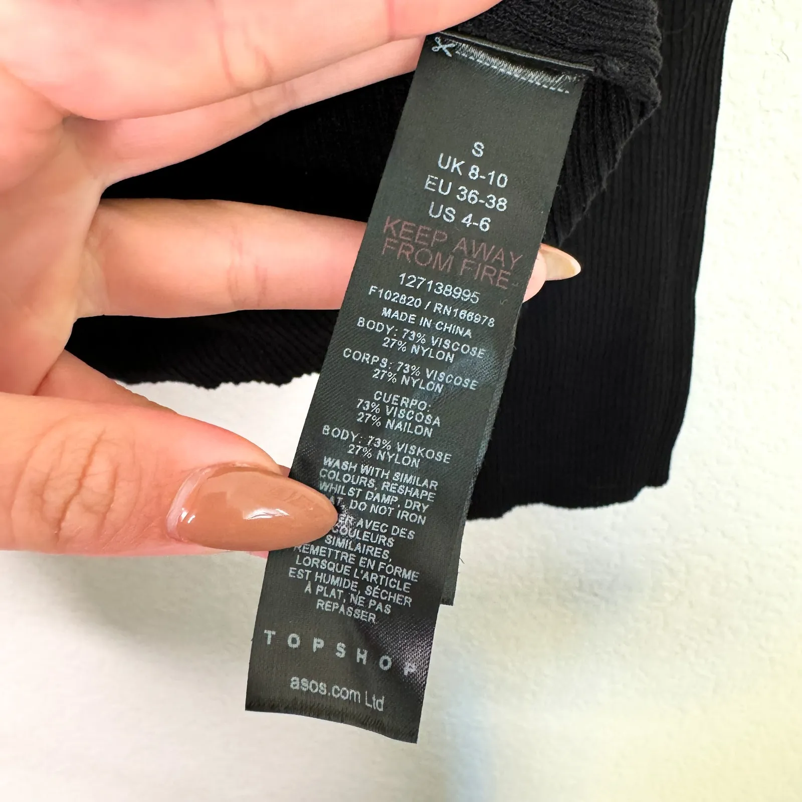 Topshop Black Ribbed Button Front Top - Image 7