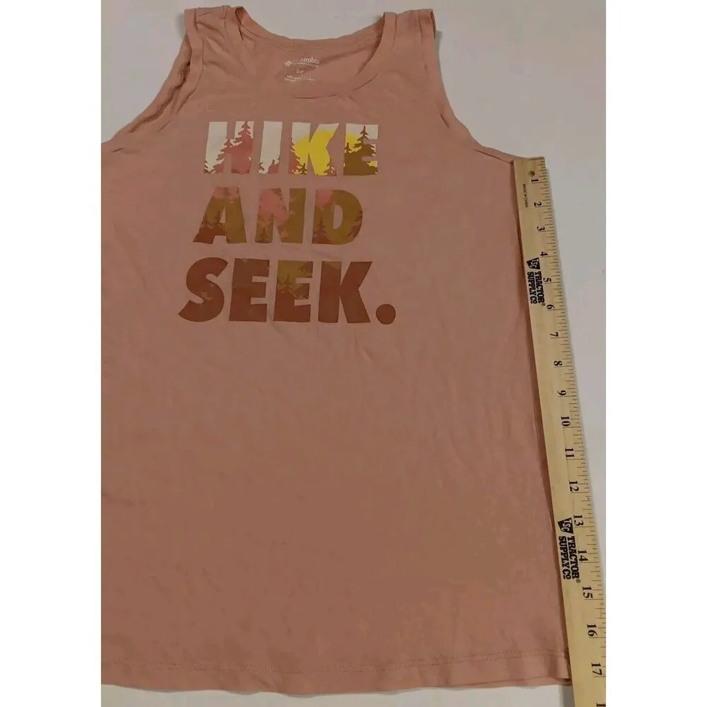 Womens Columbia Printed Tank Blouse Hiking Camping Fishing Outdoors Peach Pink - Image 2