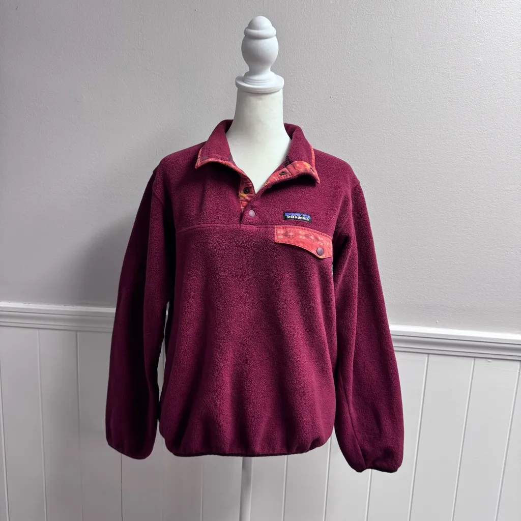 Patagonia Womens Lightweight Synchilla Snap-T Fleece Pullover Burgundy Medium - Image 13
