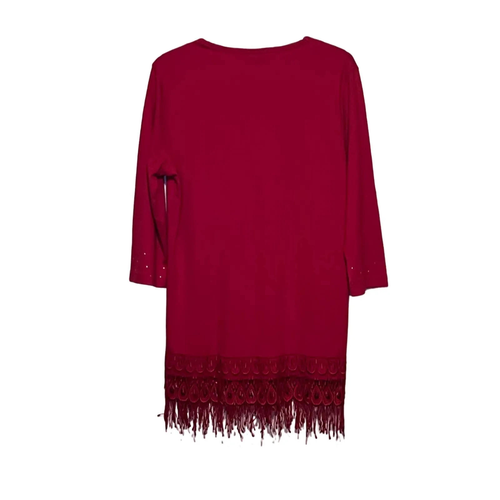 Isaacs Designs Casuals Women's Red Rhinestone Embroidered Hem‎ Line Top Size L Size L - Image 4