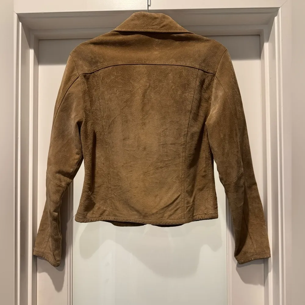 Live a Little Brown Suede Leather Jacket Blazer Size S Western Rustic Moto Chic - Image 5