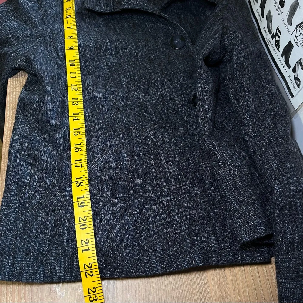 J Jill Blazer Jacket Dark‎ Blue Black Woven Office Career Corporate Mature Thick Size M - Image 12