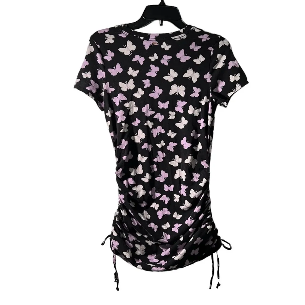 Pink by Victoria Secret Black with Butterflies Short Sleeve Dress Size Small - Image 2