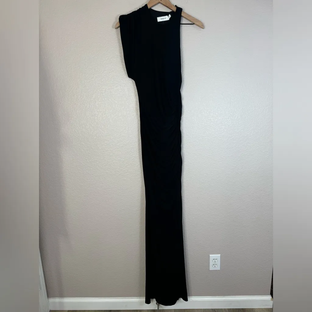 Misha Collection Anthropologie Chantria Slinky Black Maxi Gown Small New $395 - Image 5
