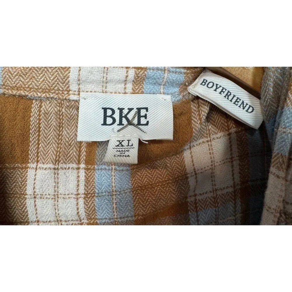 BKE Mixed Flannel Boyfriend Shirt Plaid Long Sleeve Button Front Women's XL - Image 8