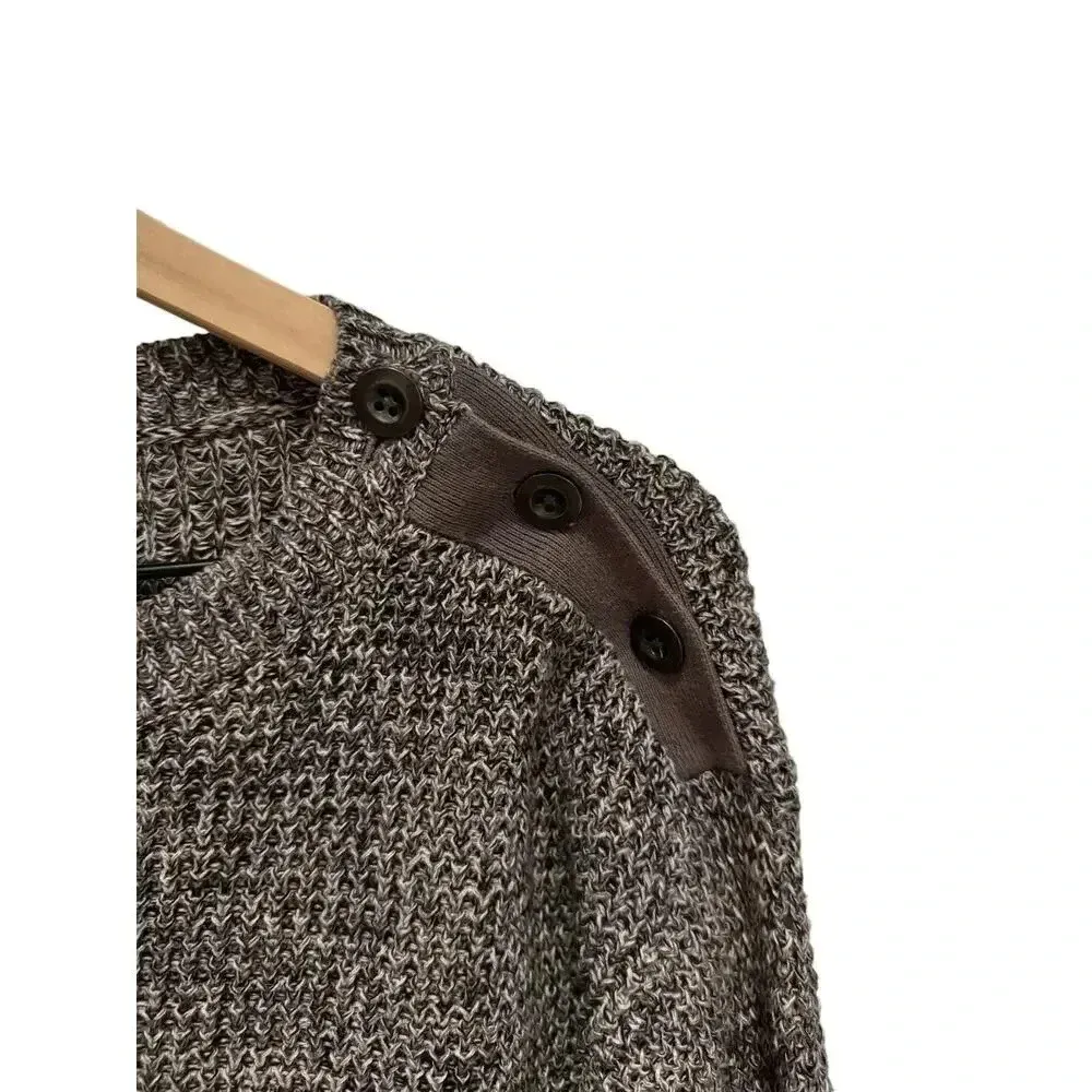 Michael Stars Women's Gray Cotton‎ Marled Textured Knit Crewneck Sweater Size S - Image 4