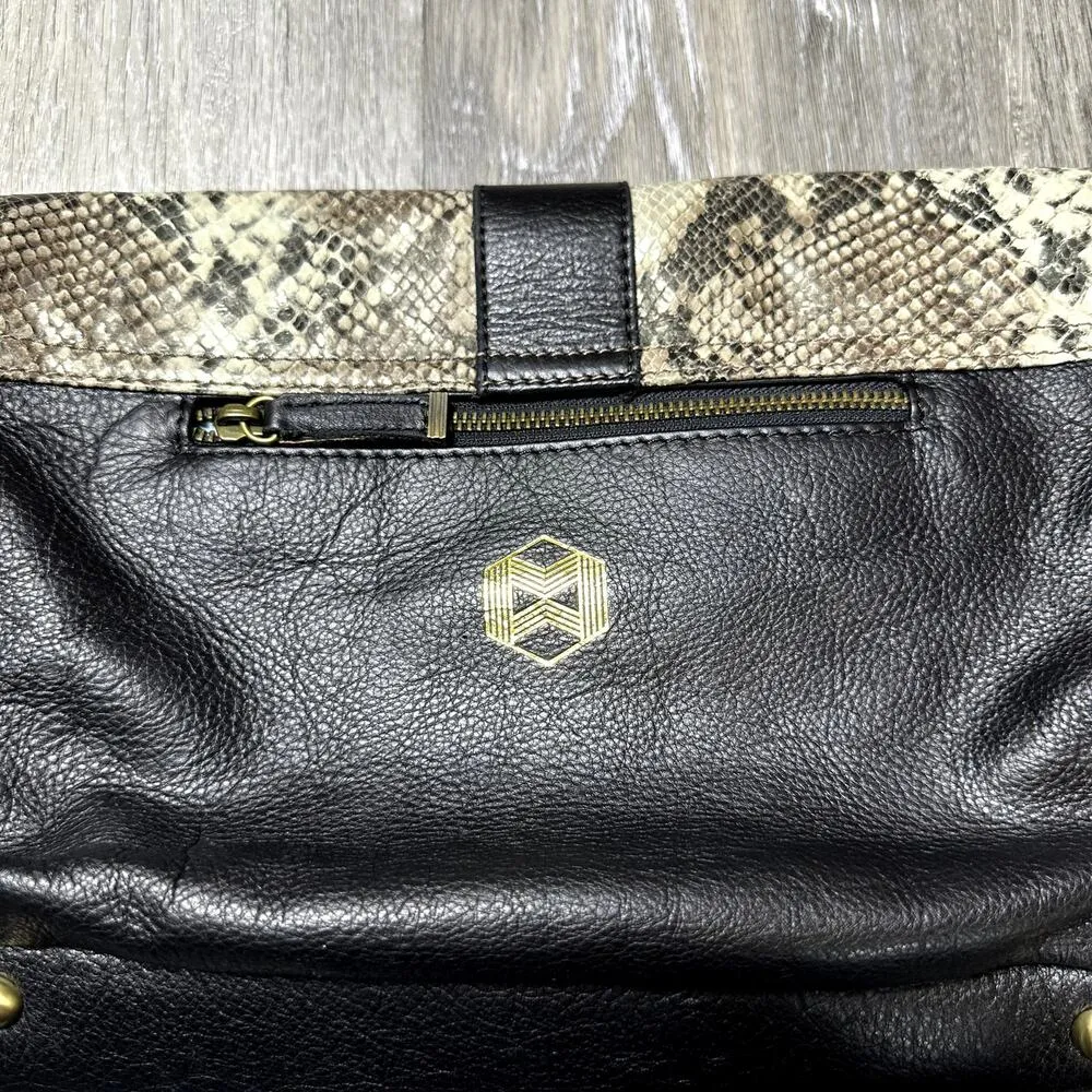 Fiona Kotur Muses Leather Fringe Snakeskin Crossbody Bag Black - Image 11