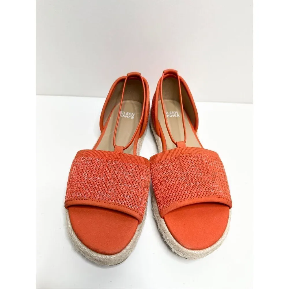 Eileen Fisher Shoes Womens Size 6 Magma Coral Stretch Knit Espadrille Sandals - Image 2