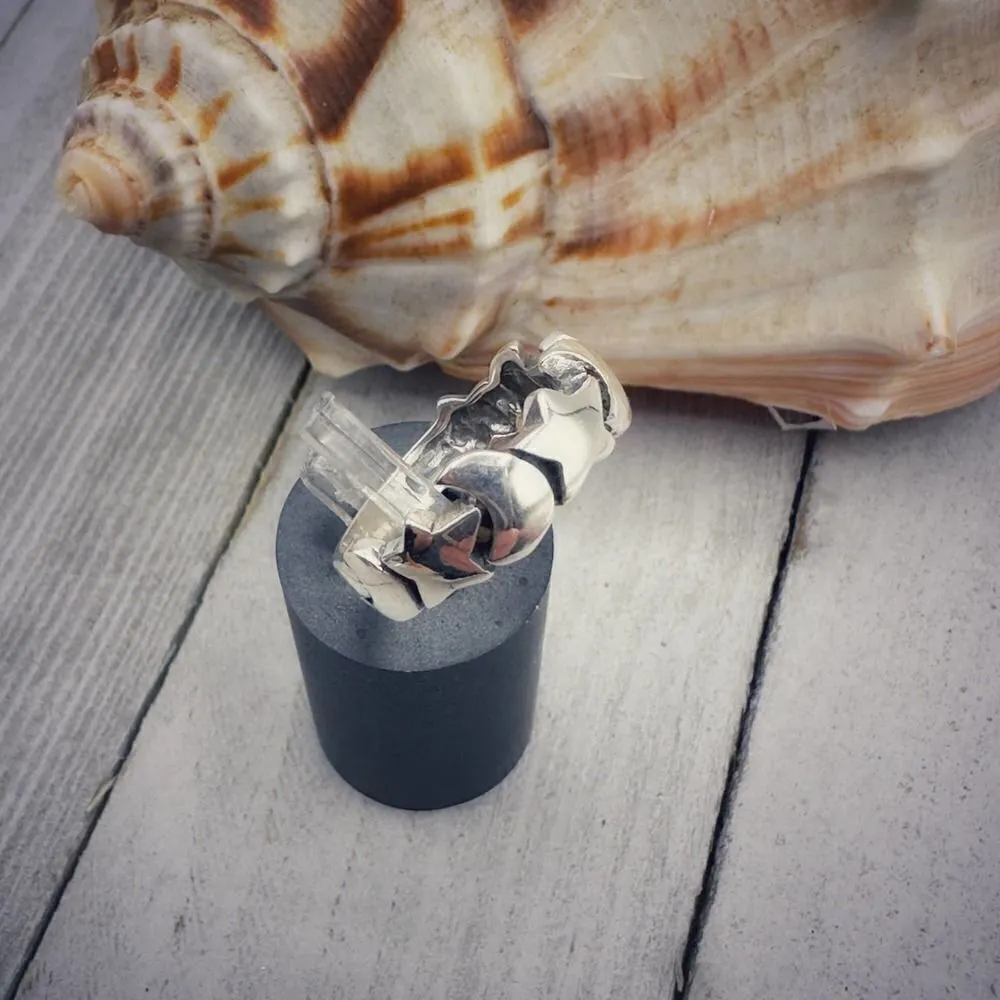 Moon & Stars Sterling Silver Ring Size 7 - Image 7