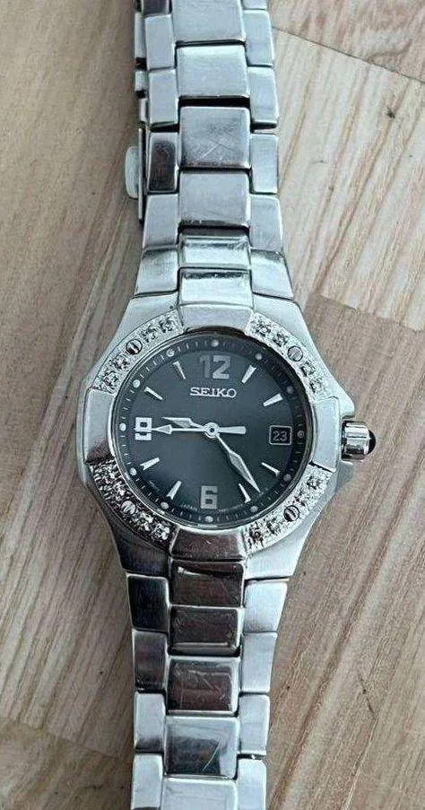 Seiko Coutura Ladies Watch RARE Diamonds Black Pearl Dial Stainless Bracelet - Image 7