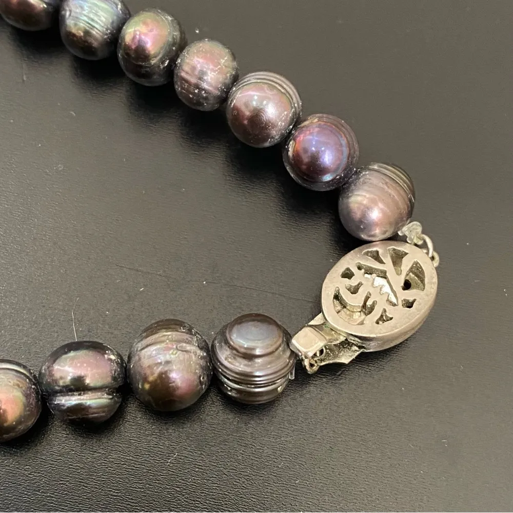 Vintage Natural Freshwater Peacock Pearl 28” Long Necklace 80g. Blue - Image 13