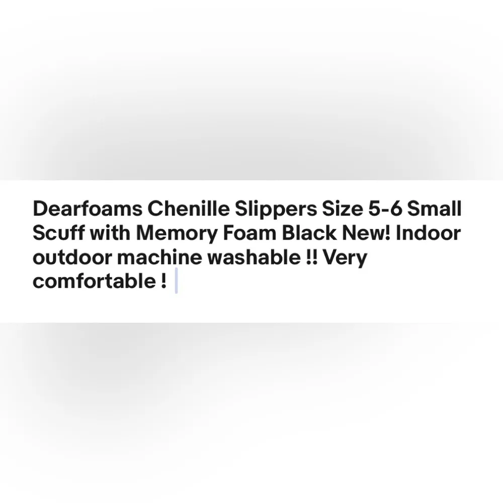 Dearfoams Chenille Slippers Size 5-6 Small Womens Scuff Memory Foam Black New - Image 11