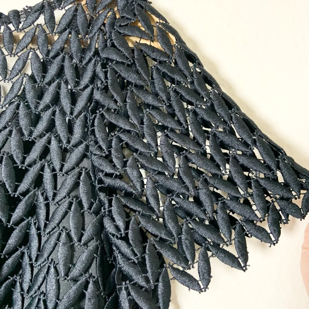 Kay Unger Tatum Floral Lace Midi Dress Black Classic Sophisticated NWT Size 4 - Image 9