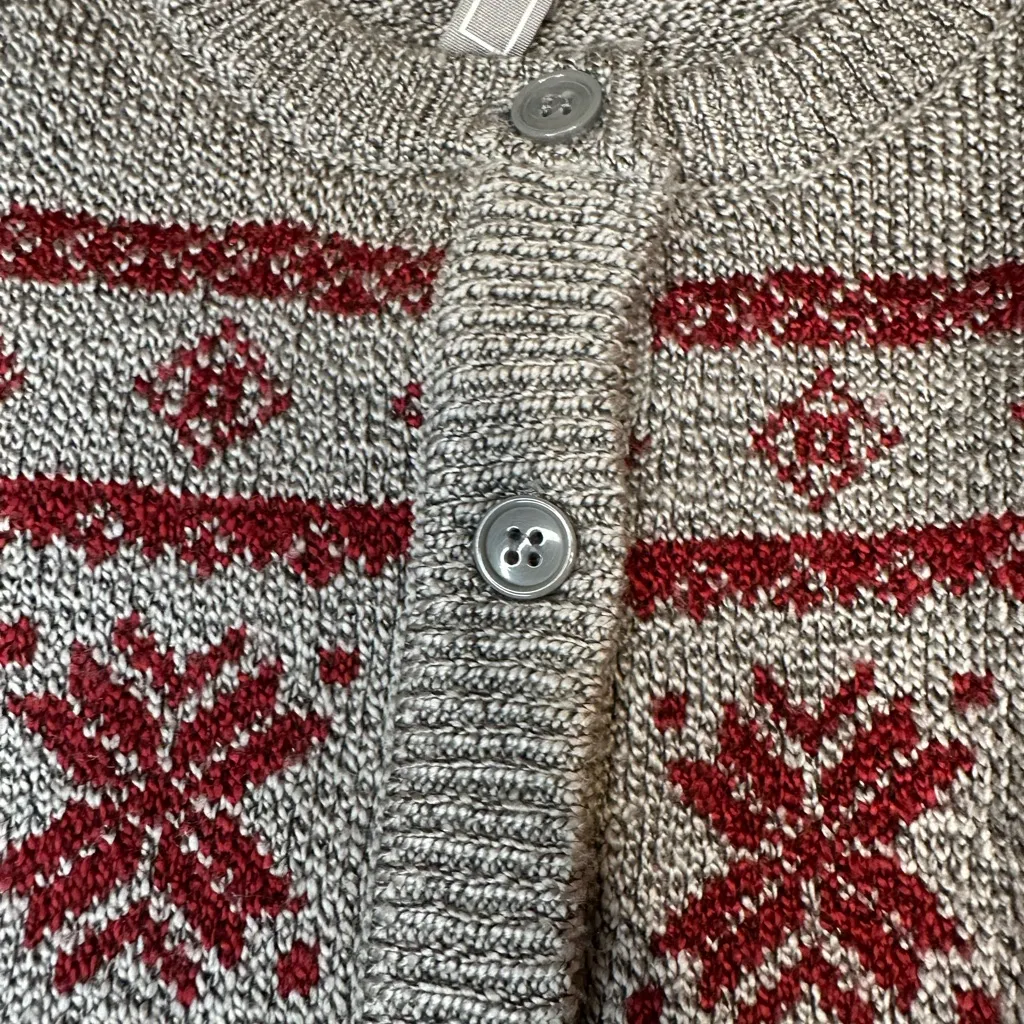 Elegant Gray and Red Patterned Women's Cardigan Size M - Image 12