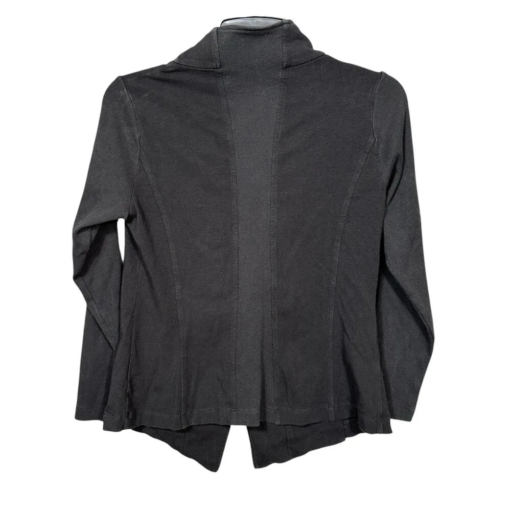 Eileen Fisher Black Asymmetrical Snap Jacket PS Petite - Image 4