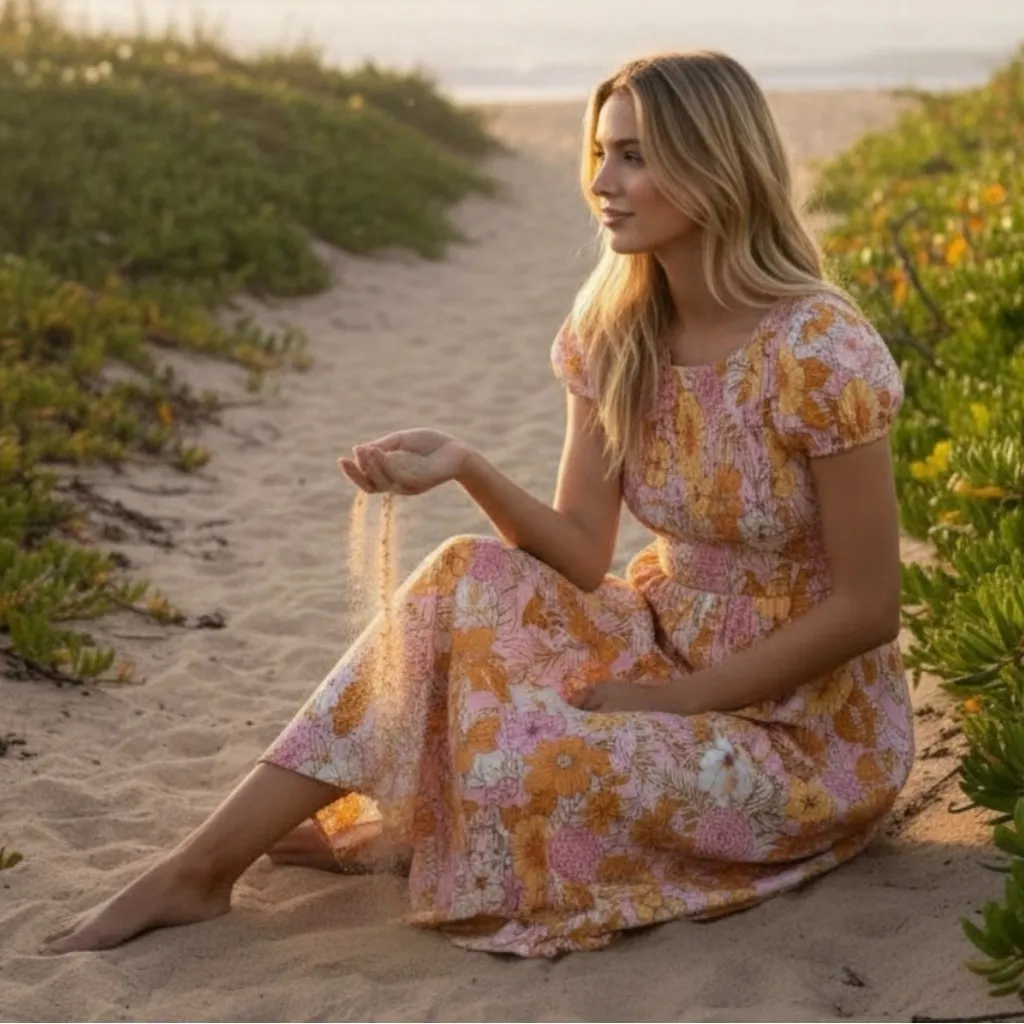 Anthropologie Kachel Smocked Retro 70s Floral Maxi Dress Size XL Spring Bohemian Pink - Image 15