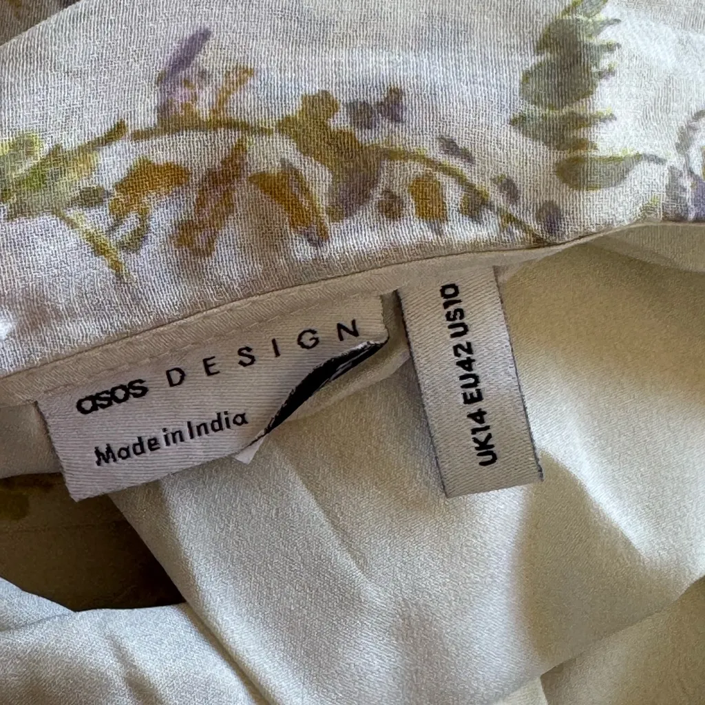 ASOS DESIGN pintuck maxi dress with cape flutter sleeves in wisteria floral prin - Image 6