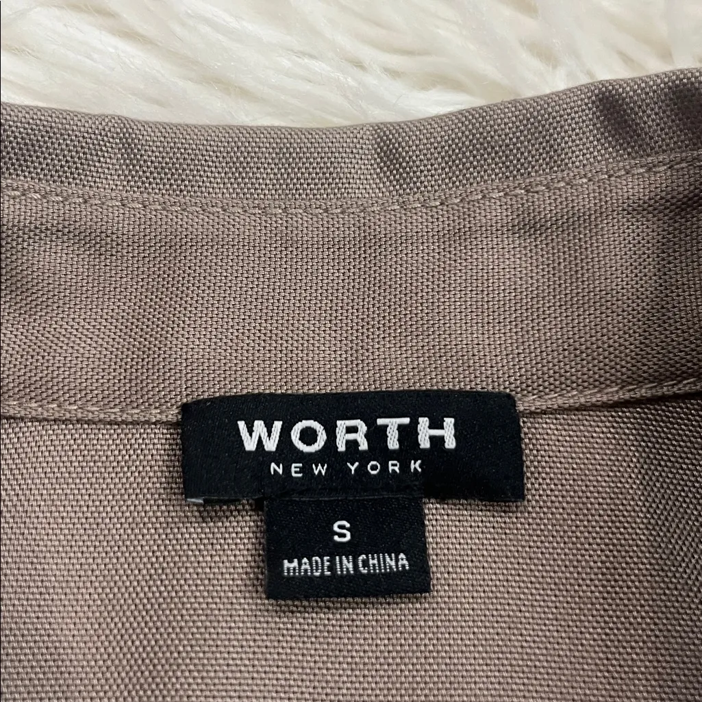 WORTH utility top shacket shirt jacket S Brown - Image 4