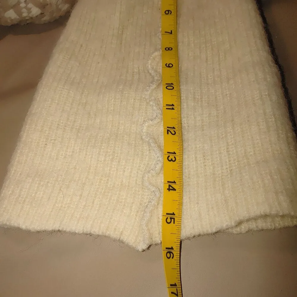 Handmade Vintage Cream Wool Beanie Hat Woven Fringe Scarf Giulia Biondi Italy - Image 4