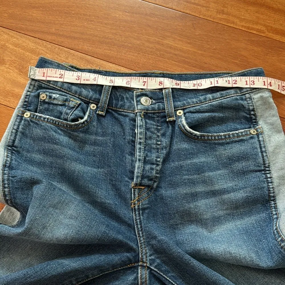 7 For All Mankind two tone tuxedo raw hem jeans size 26 - Image 10