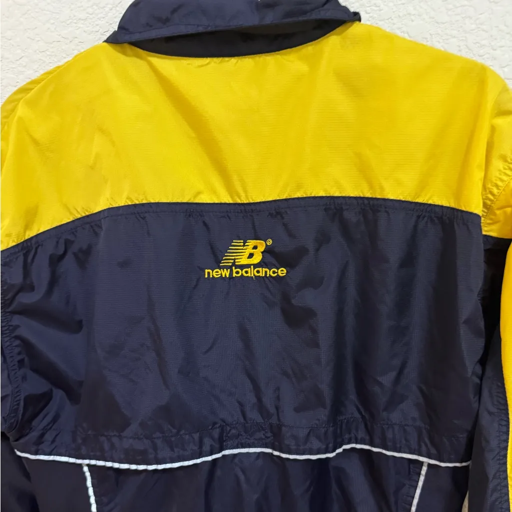 New Balance Vintage Windbreaker Track Jacket Size Small Blue Yellow Ripstop Zip - Image 7