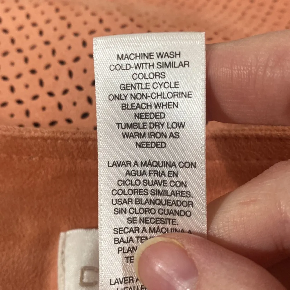 Chico’s peach faux suede perforated longline drape jacket size US 8 - Image 13