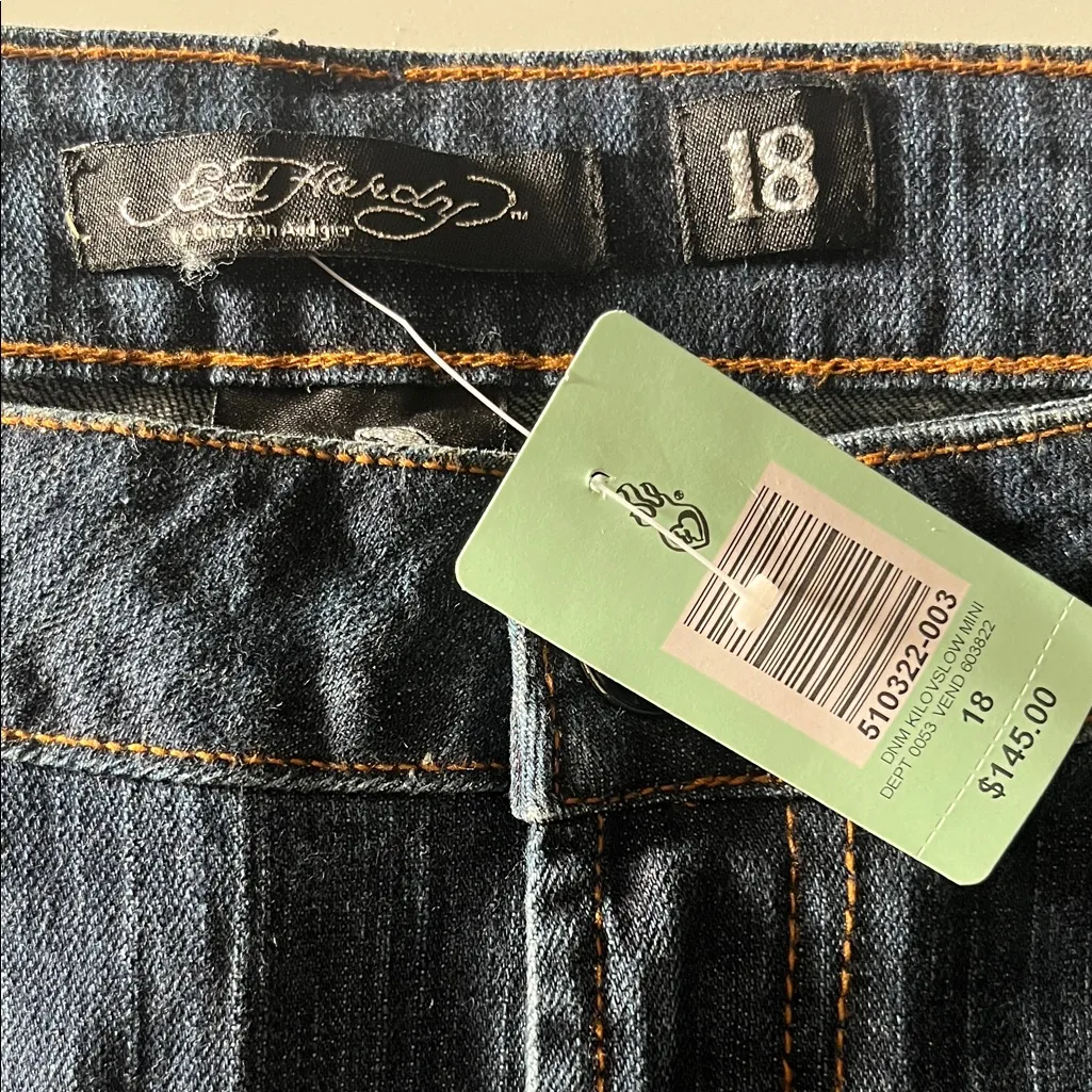 Retail 145.00 Ed Hardy Denim Mini Skirt - Image 3
