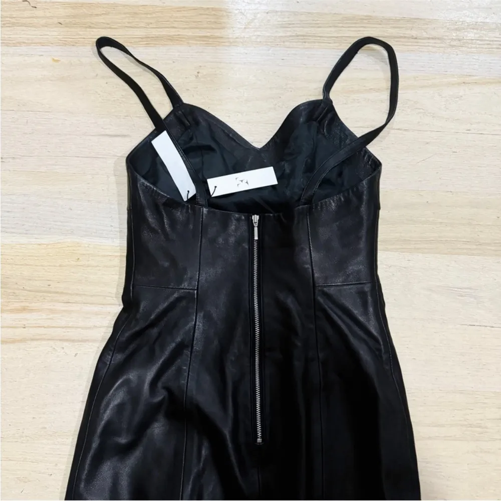 Fleur Du Mal 100% lamb leather black mini dress NWT Size 0 - Image 9